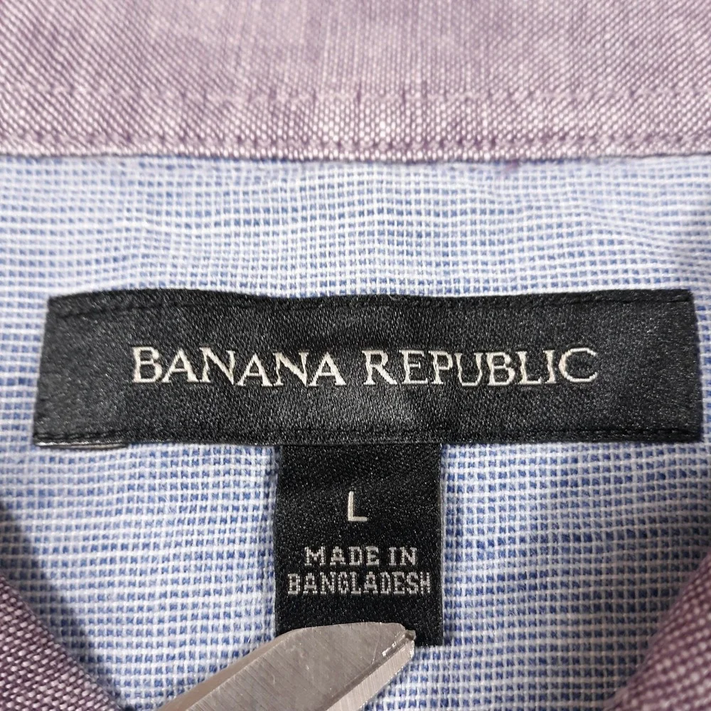 Banana Republic Linen Cotton Blend Shirt Mens Large Casual Short Sleeve Mauve